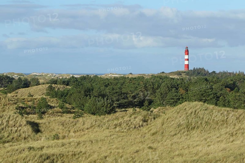Lighthouse in dune landscape