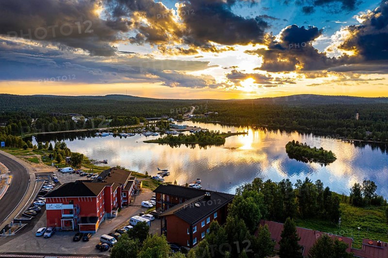 Clouds reflecting at sunset on Lake Inari