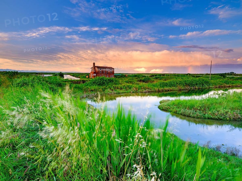 Abandoned stone house in the Venice lagoon