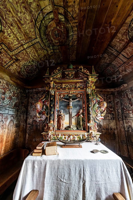 Wall paintings in the Unesco world heritage site Urnes Stave Church
