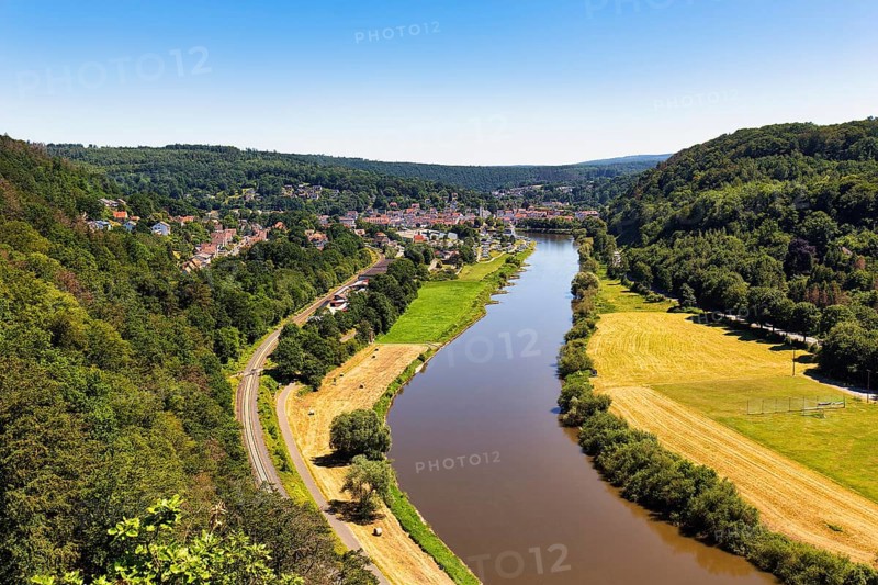 View from the Skywalk on the Weser towards Bad Karlshafen