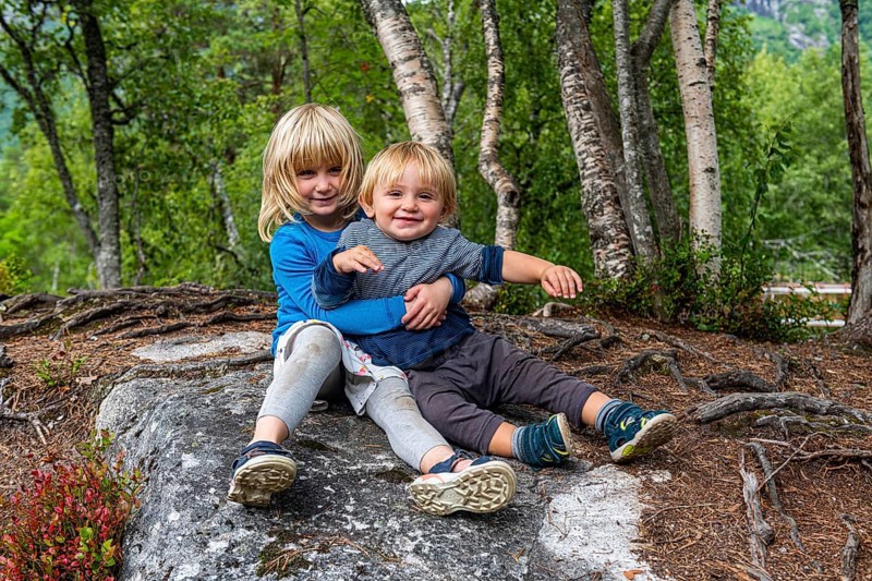 Siblings hugging each other