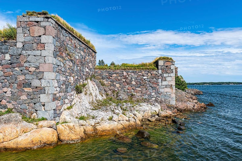 Fortified walls at the Unesco world heritage site Suomenlinna sea fortress