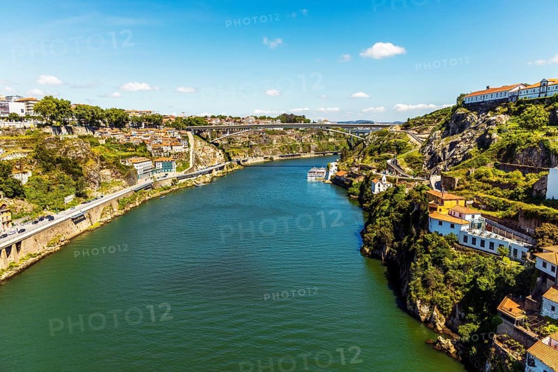 Cityscape of Porto and Vila Nova de Gaia with Douro River between
