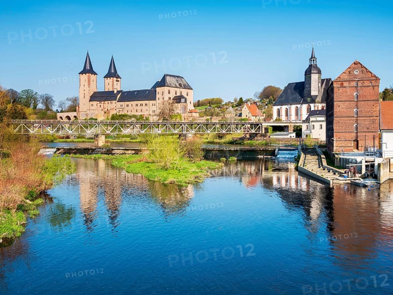 Rochlitz castle with river Zwickauer Mulde