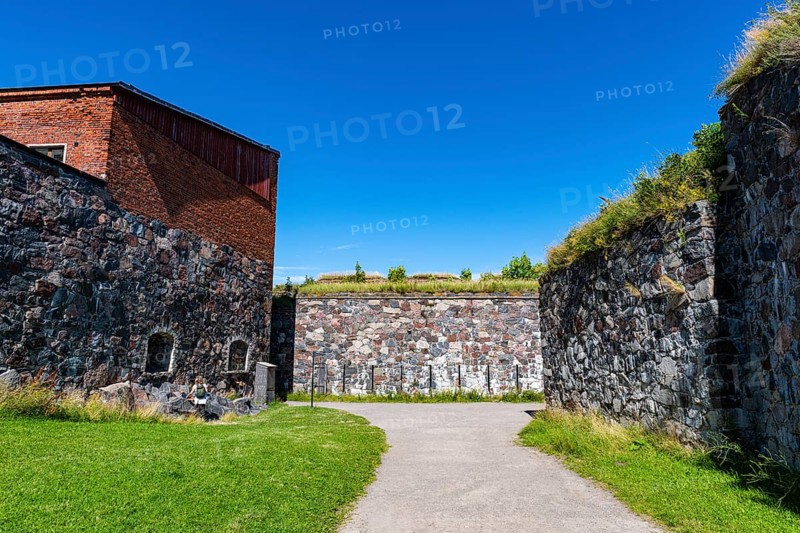Fortified walls at the Unesco world heritage site Suomenlinna sea fortress