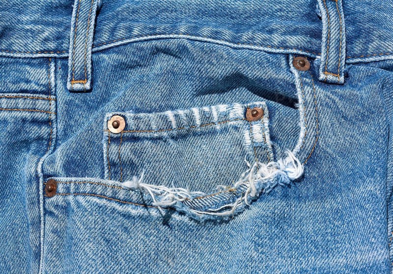 Old worn blue jeans