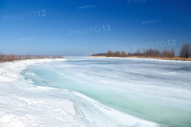 Frozen lagoon in the Saint Lawrence River