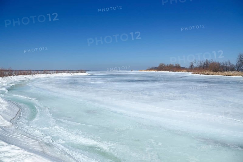 Frozen lagoon in the Saint Lawrence River