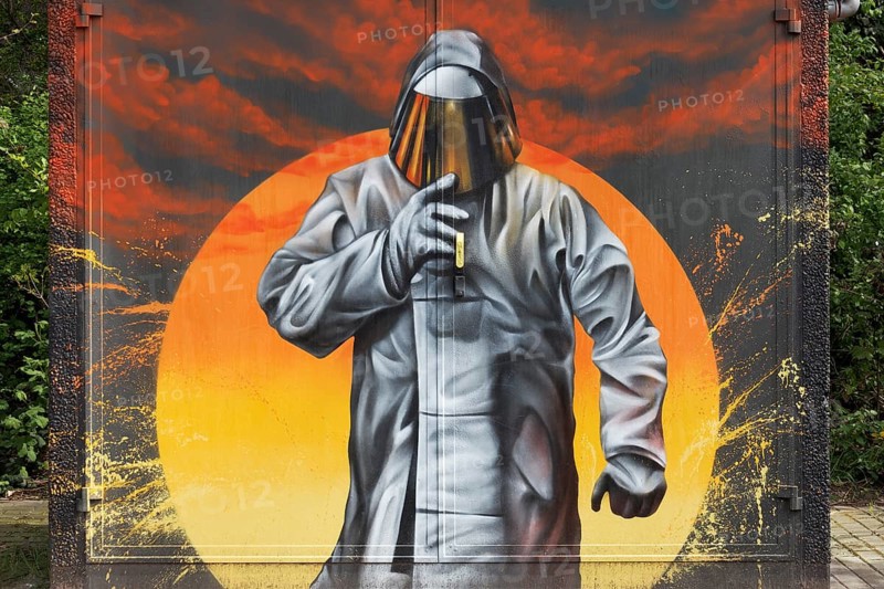 Steelworker in protective suit