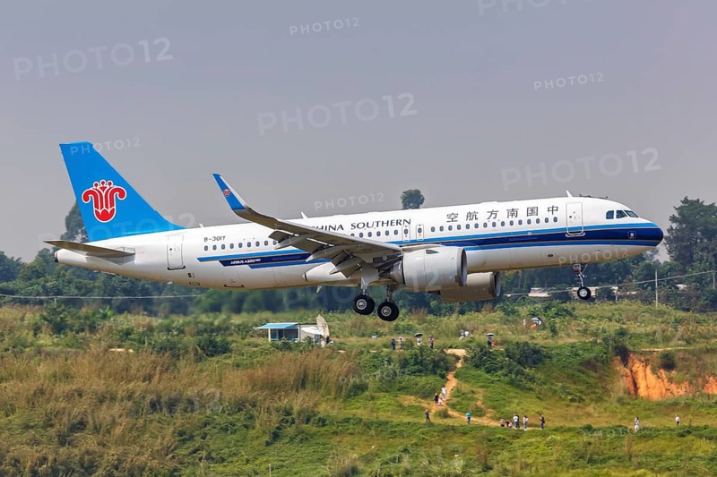 An Airbus A320neo aircraft of China Southern Airlines with registration number B-301Y at Chengdu Airport