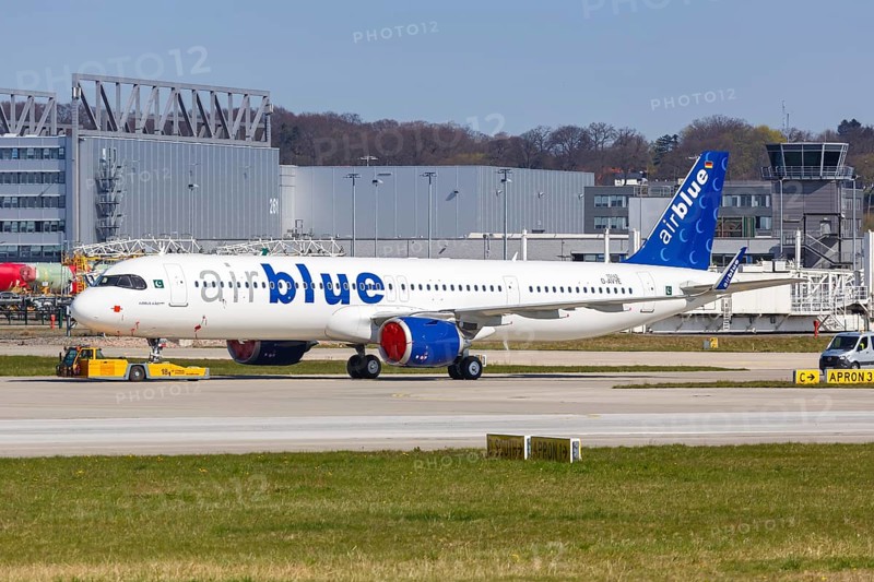 An Airblue Airbus A321neo with registration D-AVYE at Hamburg Finkenwerder Airport