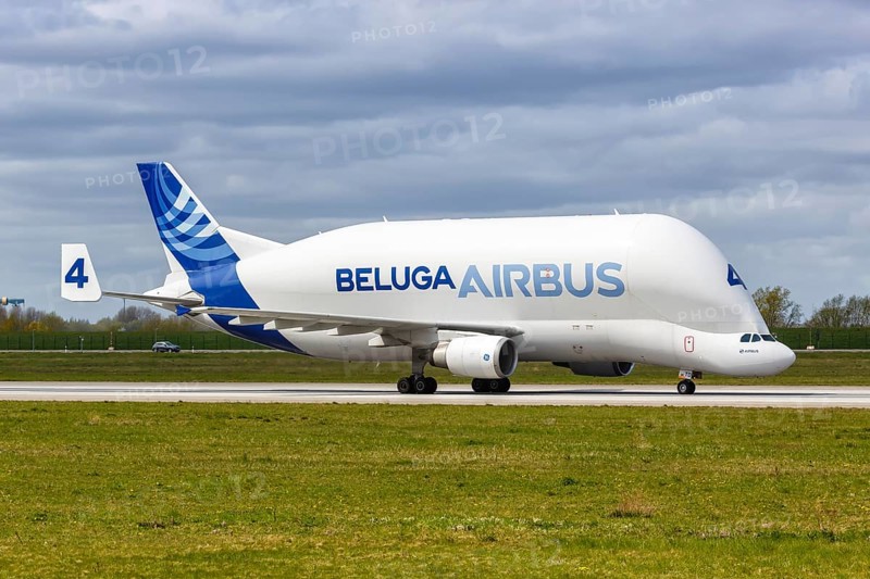 An Airbus Beluga Super Transporter A300B4-608ST with the registration F-GSTD at Hamburg Finkenwerder Airport