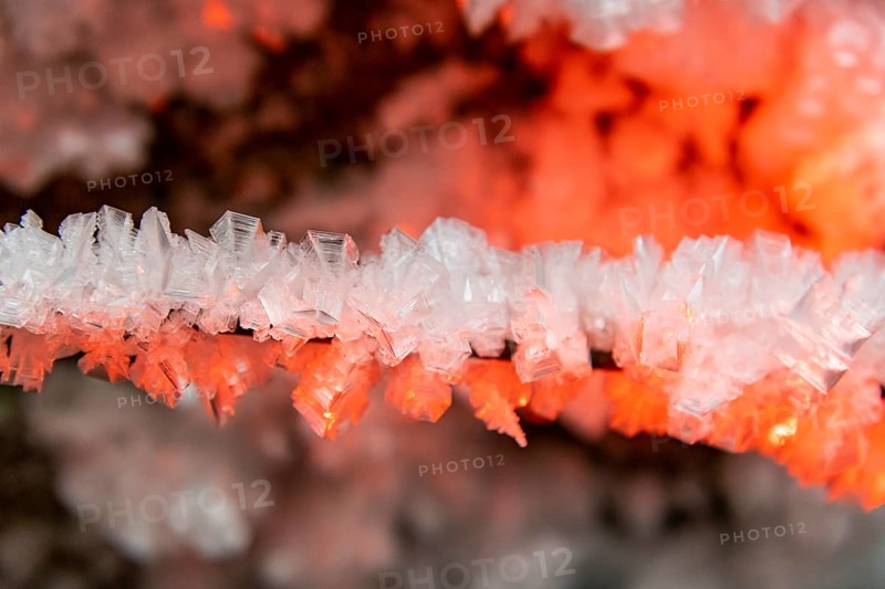 Ice crystalls close up in the underground permafrost tunnelsin the Melnikov Permafrost Institute