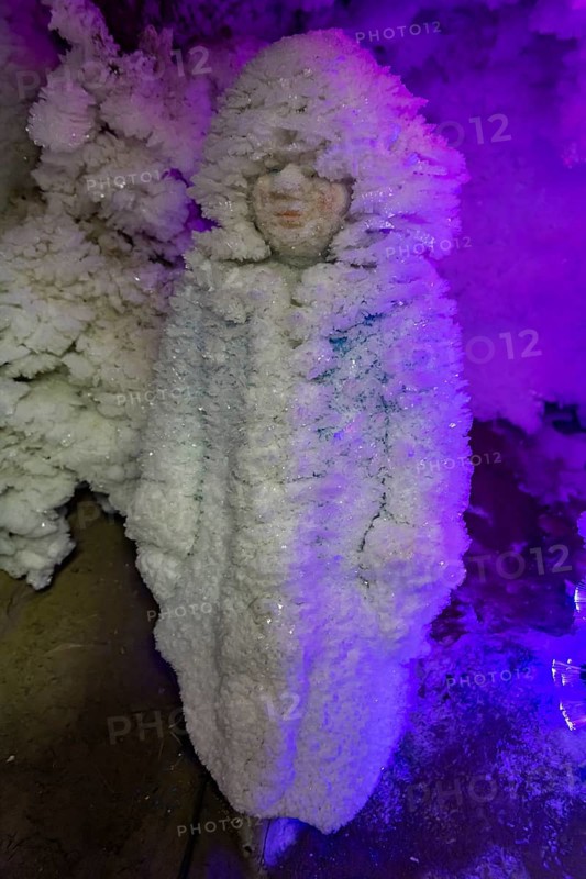 Christmas ice sculptures in the Underground permafrost tunnels in the Melnikov Permafrost Institute
