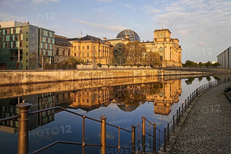 Reichstag with Spree river in morning light