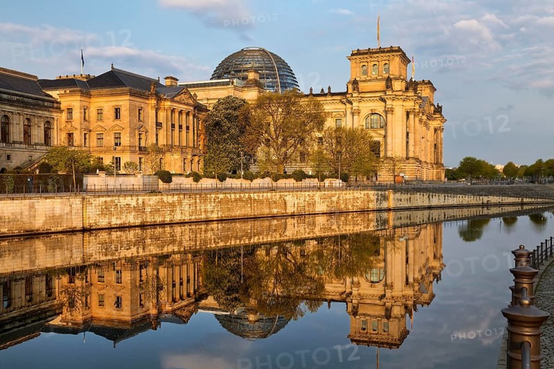 Reichstag with Spree river in morning light
