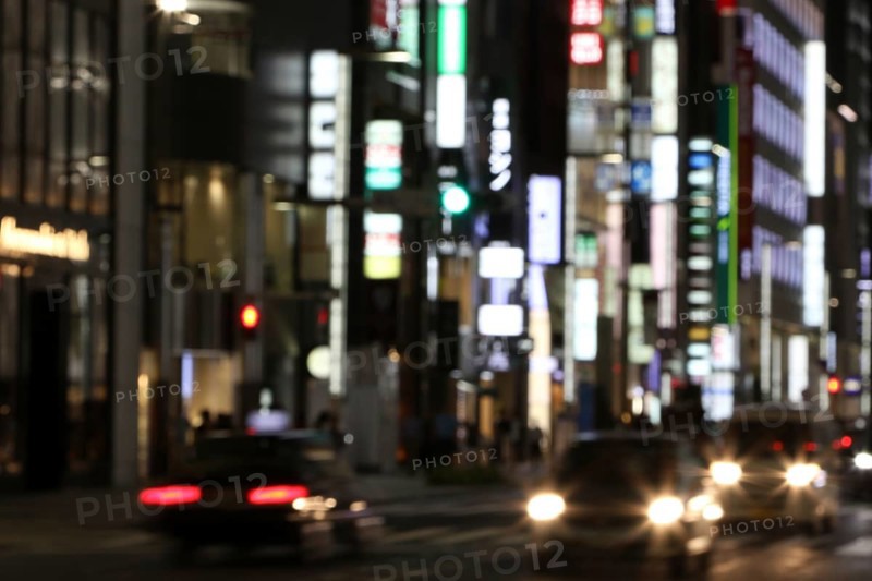 Abstract city lights downtown in Ginza district