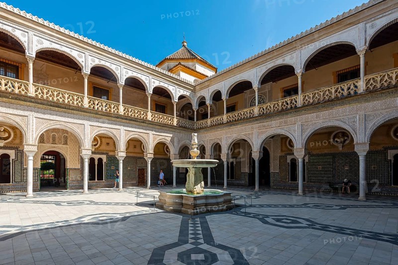 Inner courtyard with archways and fountain
