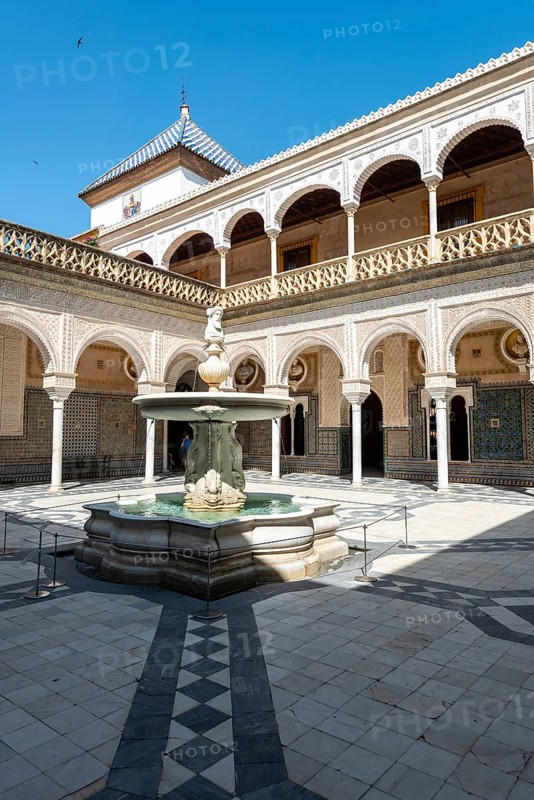 Inner courtyard with archways and fountain