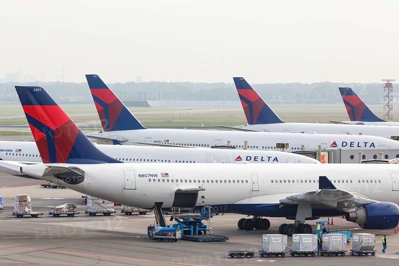 Aircraft of Delta Air Lines at Amsterdam Schiphol Airport