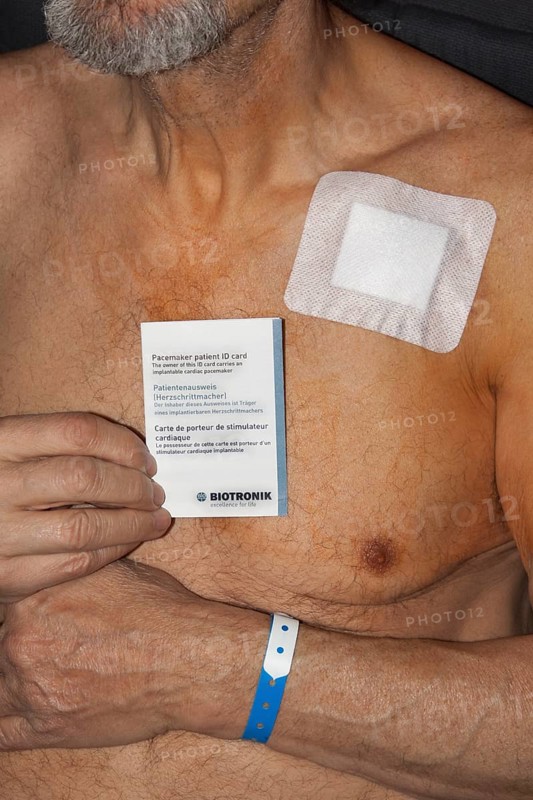 Patient with freshly inserted pacemaker