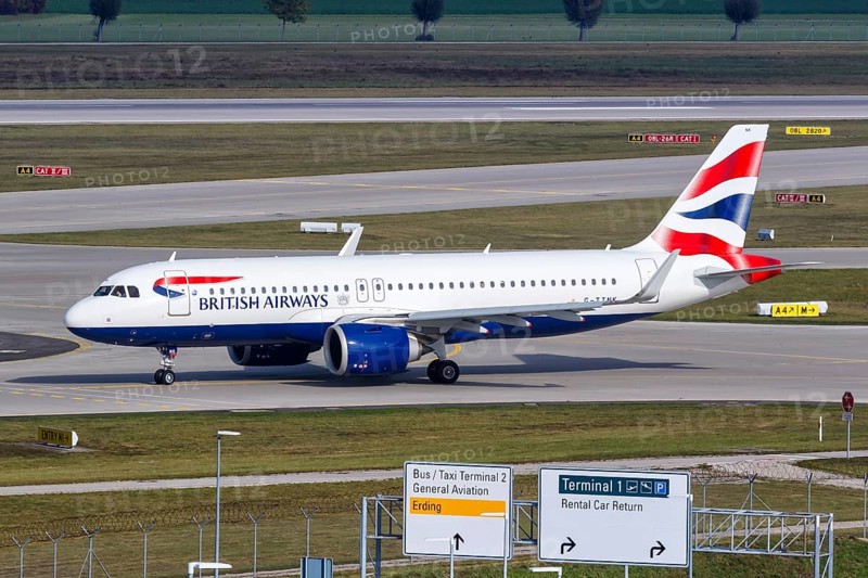A British Airways Airbus A320neo with registration G-TTNK at Munich Airport