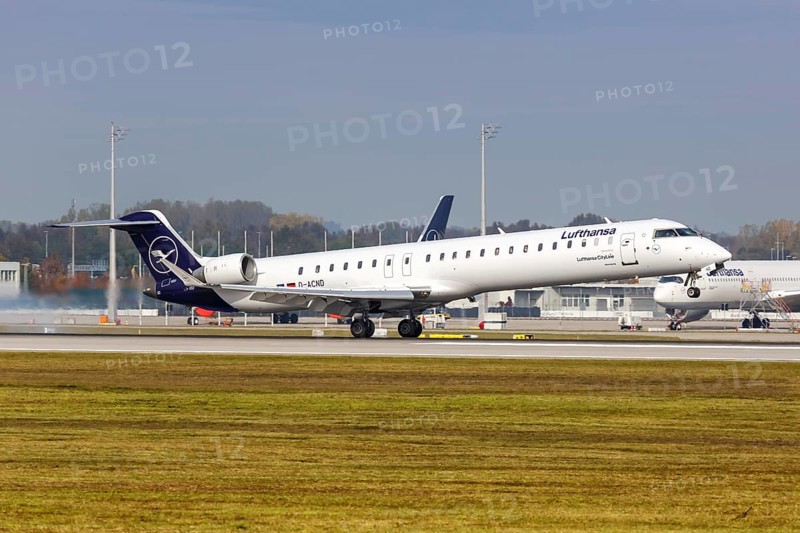 A Bombardier CRJ-900 of Lufthansa CityLine with the registration D-ACND at Munich Airport