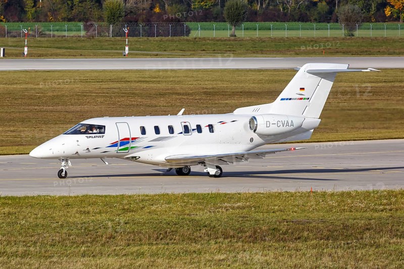 A Pilatus PC-24 aircraft of VW Air Services with the registration D-CVAA at Munich Airport