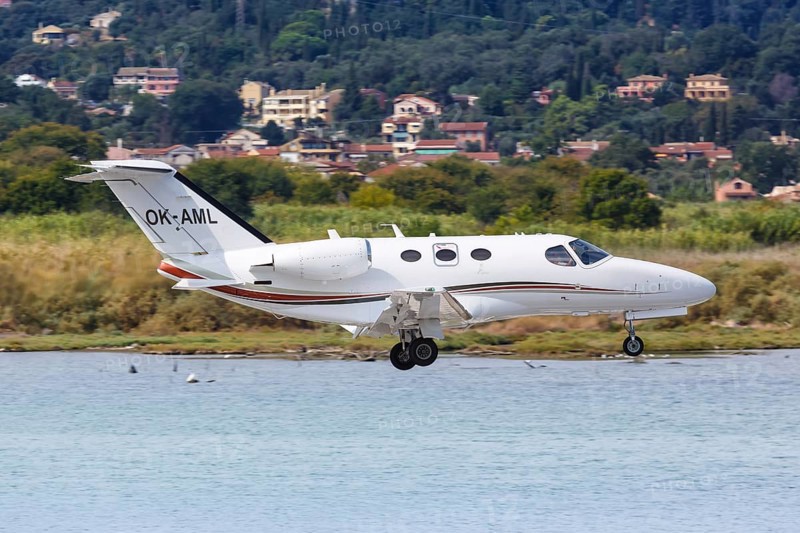 A private Cessna 510 Citation Mustang with registration OK-AML at Corfu Airport
