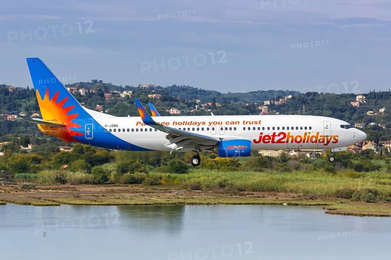 A Jet2 Boeing 737-800 with registration G-JZBG at Corfu Airport