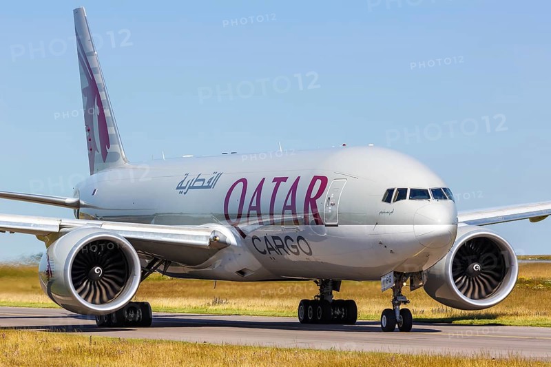A Boeing 777F aircraft of Qatar Airways Cargo with registration A7-BFG at Luxembourg Airport