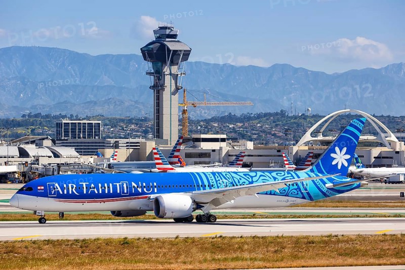 A Boeing 787-9 Dreamliner aircraft of Air Tahiti Nui with registration F-ONUI at Los Angeles Airport