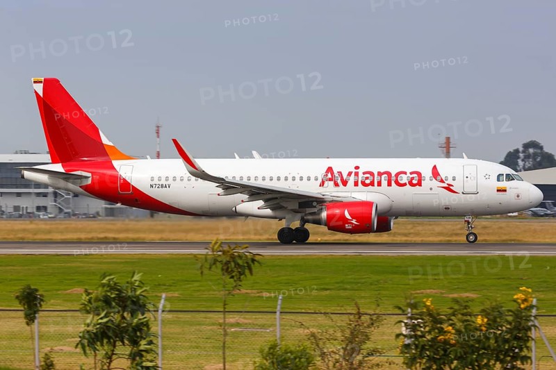 An Avianca Airbus A320 aircraft with registration N728AV takes off from Bogota airport