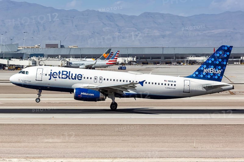 A JetBlue Airbus A320 aircraft with registration number N618JB at Las Vegas airport