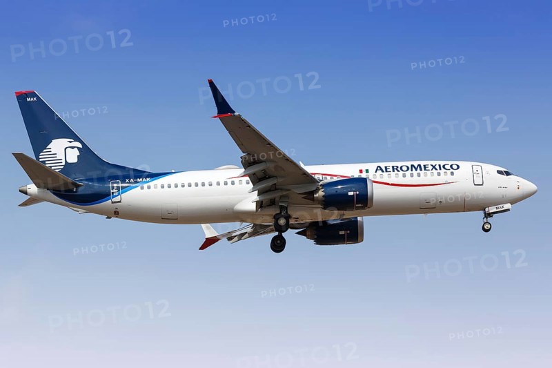 A Boeing 737-8 MAX aircraft of AeroMexico with registration XA-MAK lands at Lima Airport