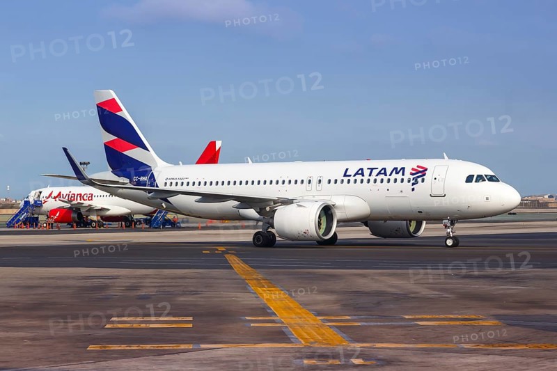 An Airbus A320neo of LATAM with the registration CC-BHA at Lima Airport