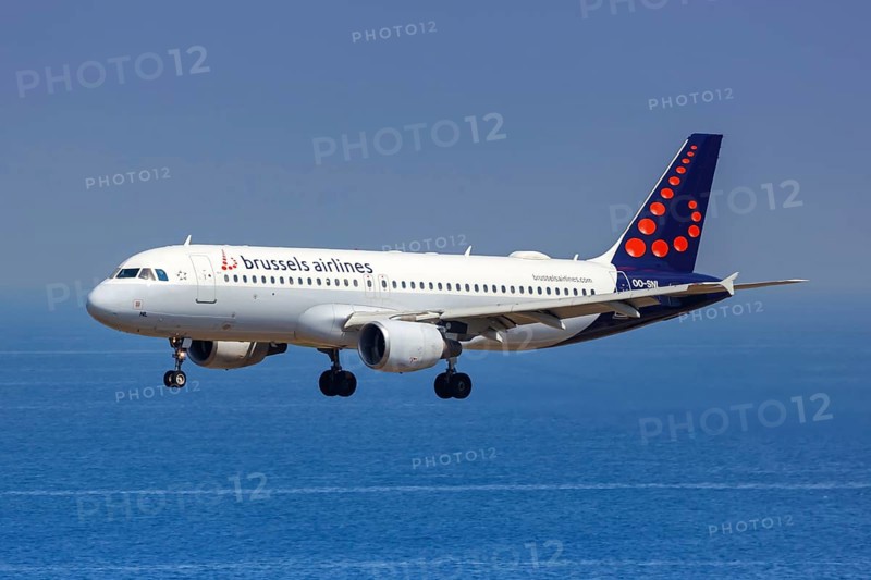 An Airbus A320 aircraft of Brussels Airlines with registration number OO-SNL at Rhodes airport