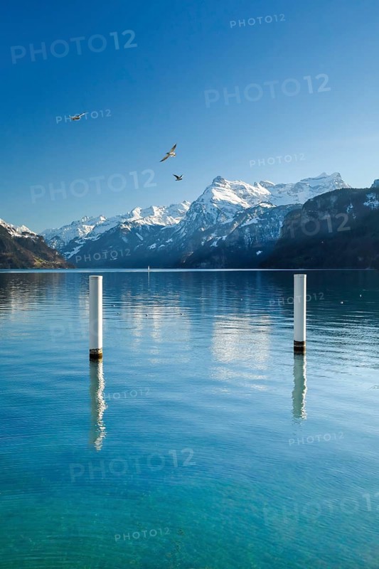 View from Brunnen over the Lake of Uri towards Flueelen