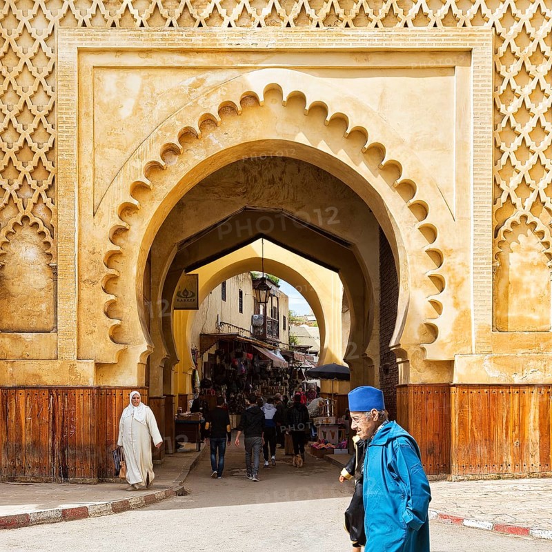 Monumental city gate with ornaments