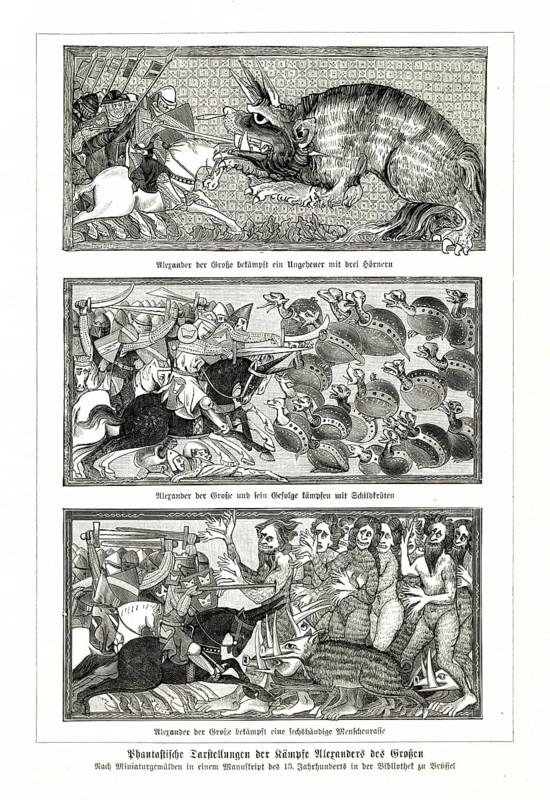 Fantastic depictions of Alexander the Great's battles