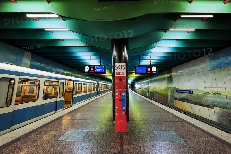 Subway station with SOS emergency call point