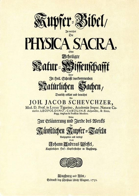 Title page of the Physica sacra or Copper Bible by Johann Jakob Scheuchzer (1672-1733)