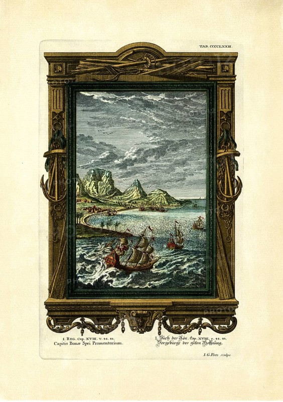 Book of Kings 18/42.44.45. Precedent of the good hope. Plate 472 from Physica sacra or Copper Bible by Johann Jakob Scheuchzer (1672-1733) .Scheuchzer takes the Bible as a point of reference for describing human history and natural