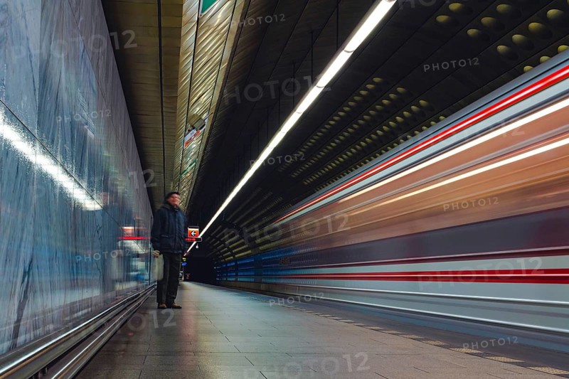 Man alone at the subway station