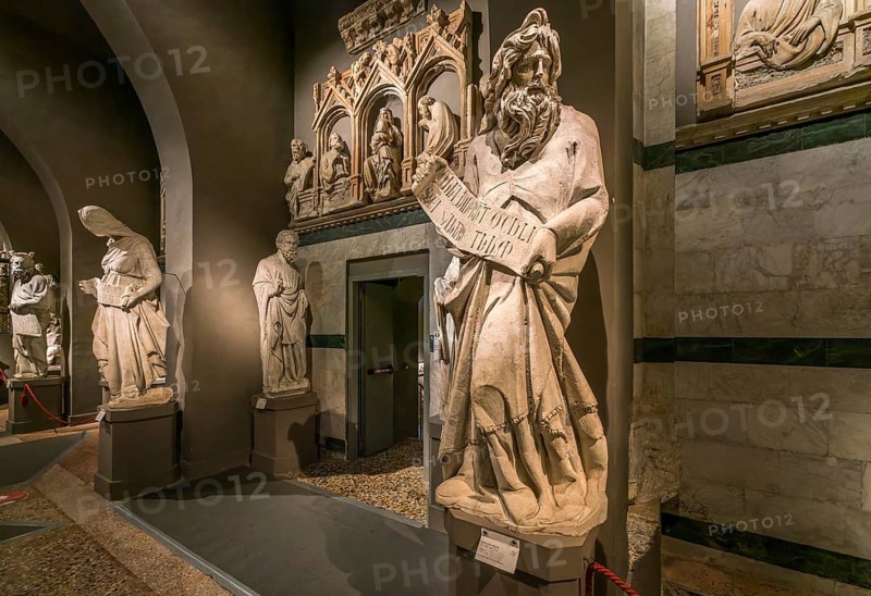The Prophet Simeon and other original sculptures of the cathedral facade