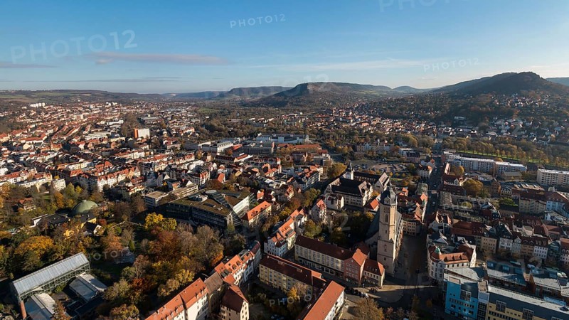 View from Jentower on old town of Jena with church St Michael