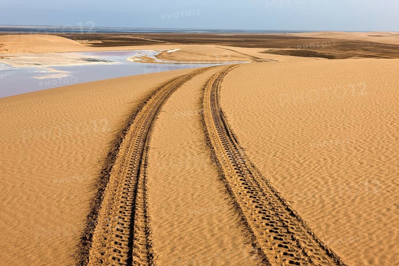 Wheel tracks in the desert near Walvis Bay