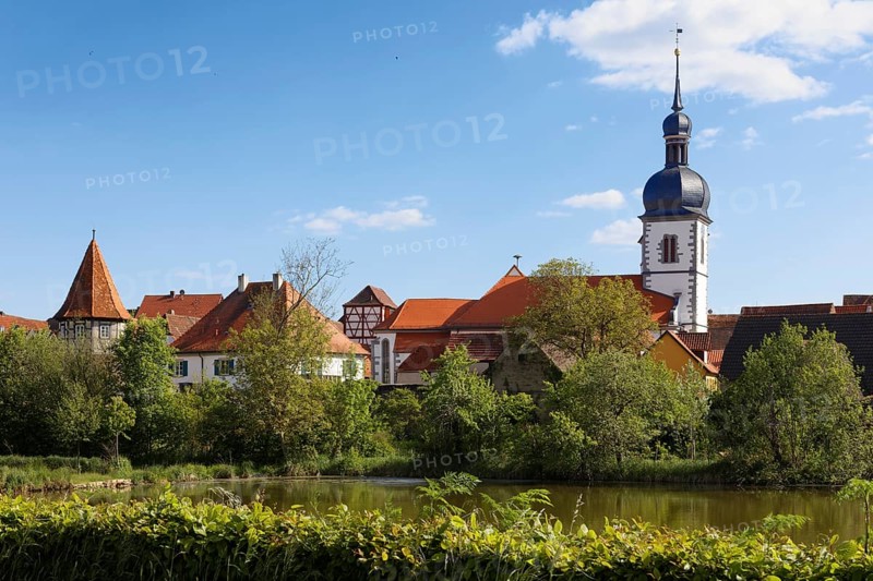 View over Breiter See on old town with church St. Sixstus