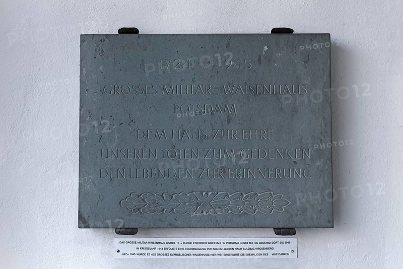 Commemorative plaque in the former large military orphanage Potsdam from 1724-1945